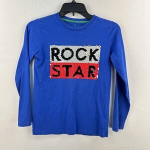 Mini Boden Rock Star Shirt Kids Flip Sequin Size 8-9Y Back To School Elementary